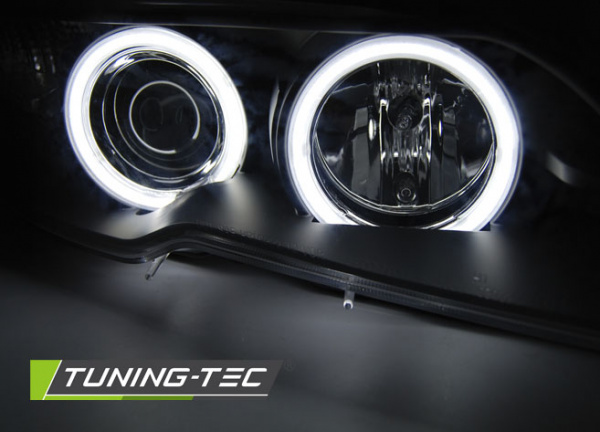 CCFL Angel Eyes Scheinwerfer für BMW 3er E46 Coupe / Cabrio 03-06 schwarz Set